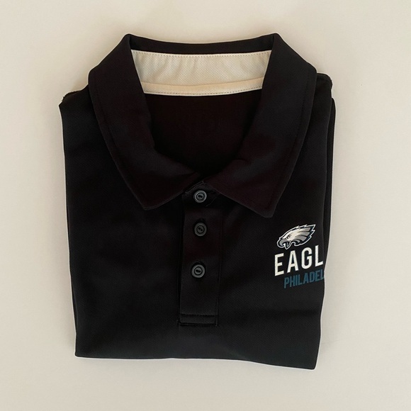 OTS NFL Philadelphia Eagles Men’s Small Poly Dot Polo Black White Logo - Picture 8 of 8
